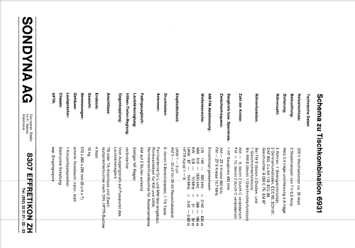 Tischkombi 6931 227055; Sondyna AG; Zürich- (ID = 2563637) Radio