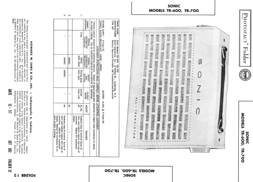 Capri All Transistor TR700; Sonic Industries Inc (ID = 2491956) Radio