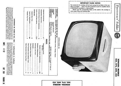 Television Receiver 565 ; Sonora Radio & Telev (ID = 1869965) Television