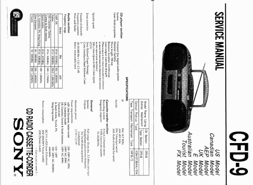 CD Radio Cassette-Corder CFD-9; Sony Corporation; (ID = 2671522) Radio