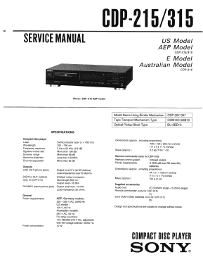 Compact Disc Player CDP-315; Sony Corporation; (ID = 2954097) Reg-Riprod