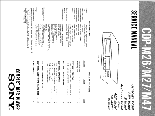 Compact Disc Player CDP-M47; Sony Corporation; (ID = 2457450) Reg-Riprod