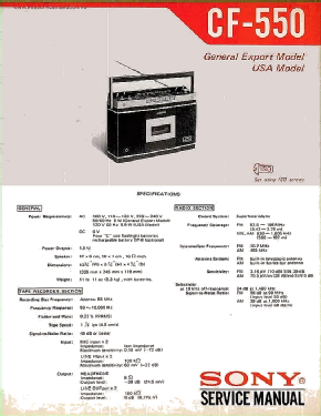 FM/AM Stereo Cassette-Corder CF-550B; Sony Corporation; (ID = 2810133) Radio