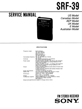 FM/AM Walkman SRF-39; Sony Corporation; (ID = 3143366) Radio