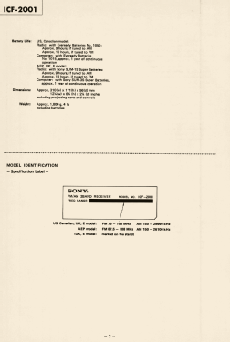 ICF-2001; Sony Corporation; (ID = 2794104) Radio