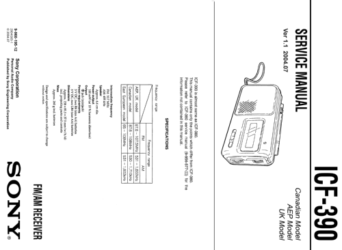 ICF-390; Sony Corporation; (ID = 2518523) Radio