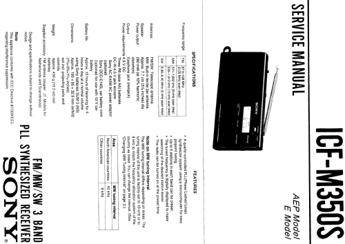 ICF-M350S/BM; Sony Corporation; (ID = 2351976) Radio