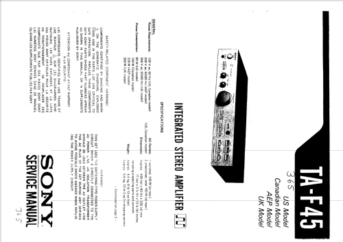 Integrated Stereo Amplifier TA-F45; Sony Corporation; (ID = 2467148) Ampl/Mixer