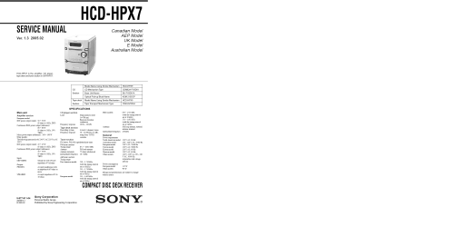 Micro HiFi Component System HCD-HPX7; Sony Corporation; (ID = 2129537) Radio