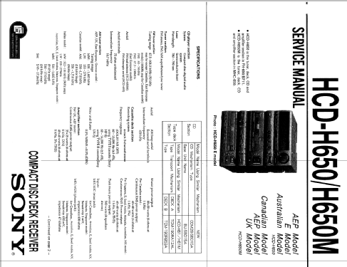 Mini HiFi Component System FH-B711 Ch= HCD-H650; Sony Corporation; (ID = 2156252) Radio