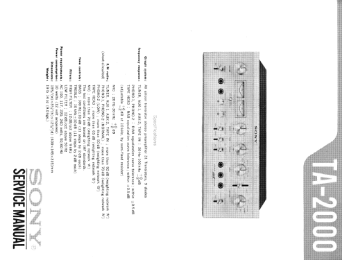 Stereo Preamplifier TA-2000; Sony Corporation; (ID = 2463712) Ampl/Mixer