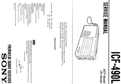 3 Band Radio ICF-490L; Sony Corporation; (ID = 1067487) Radio
