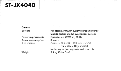 FM Stereo / FM-AM Tuner ST-JX4040; Sony Corporation; (ID = 1202609) Radio