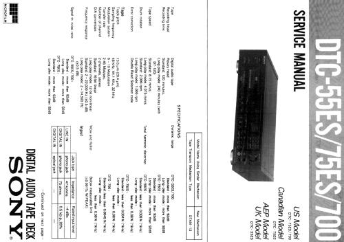 Digital Audio Tape Deck DTC-55ES; Sony Corporation; (ID = 1994413) Reg-Riprod