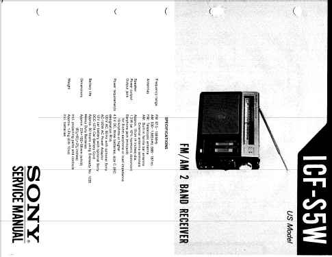 FM/AM 2Band Receiver ICF-S5W; Sony Corporation; (ID = 1838553) Radio