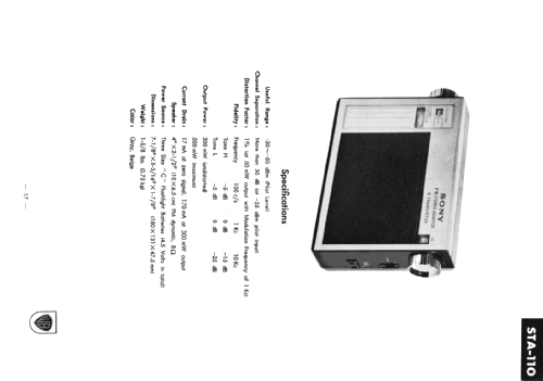 FM Stereo Adaptor STA-110; Sony Corporation; (ID = 629649) Ampl/Mixer