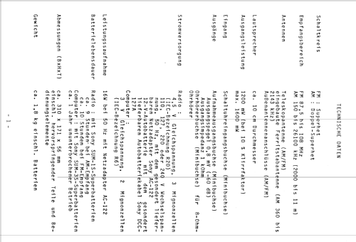 ICF-2001; Sony Corporation; (ID = 1680964) Radio