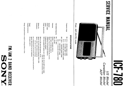 ICF-780 2 Band Portable; Sony Corporation; (ID = 1067723) Radio