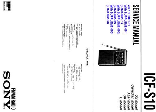FM/AM Radio ICF-S10; Sony Corporation; (ID = 1070226) Radio
