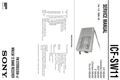 Stereo 12 Bands ICF-SW11; Sony Corporation; (ID = 1069400) Radio