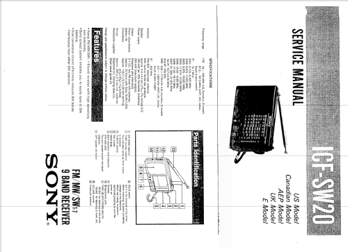 9 Bands FM / MW / SW Receiver ICF-SW20; Sony Corporation; (ID = 1344902) Radio