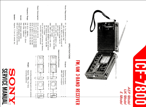 FM/AM 3 Band Receiver Newscaster ICF-7800; Sony Corporation; (ID = 1325804) Radio