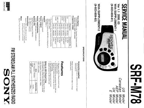 Sports FM/AM Walkman SRF-M78; Sony Corporation; (ID = 1077496) Radio