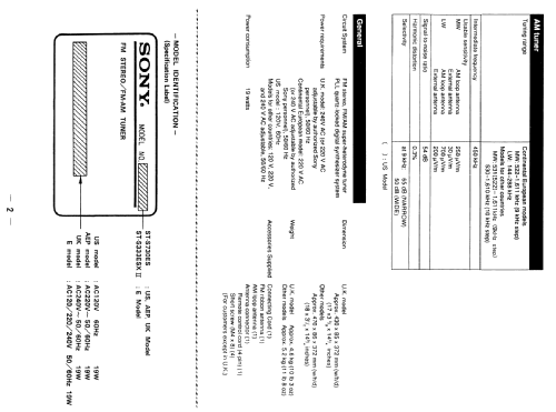 AM/FM Stereo Tuner ST-S333ESXII; Sony Corporation; (ID = 2007584) Radio