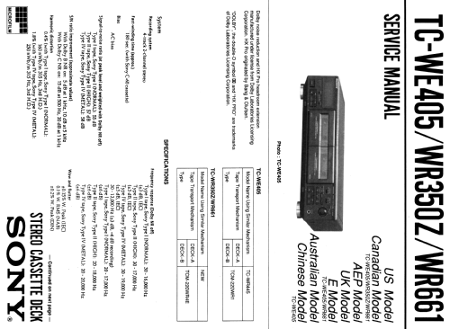 Stereo Cassette Deck TC-WE405; Sony Corporation; (ID = 1793554) Ton-Bild