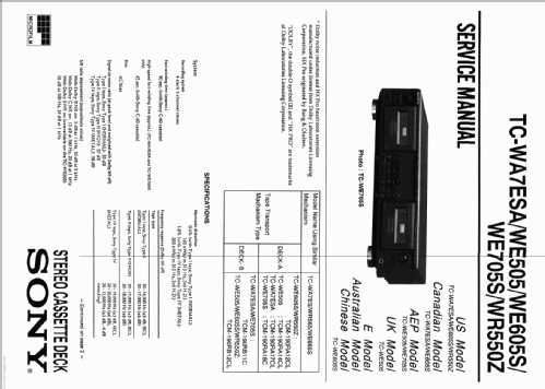 Stereo Cassette Deck TC-WE505; Sony Corporation; (ID = 1745287) Ton-Bild
