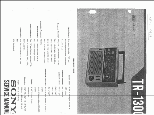 TR-1300; Sony Corporation; (ID = 1027182) Radio