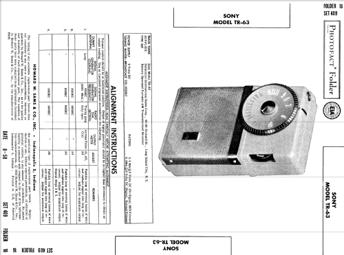 Transistor Six TR-63; Sony Corporation; (ID = 802395) Radio
