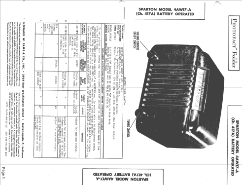 Sparton 4AW17 and 4AW17-A ; Sparks-Withington Co (ID = 1424672) Radio