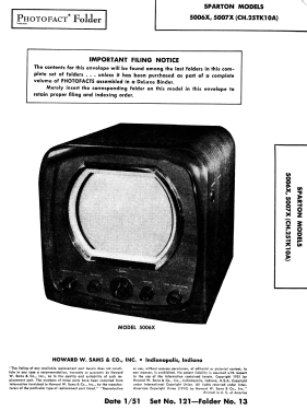 Sparton 5007X Ch. 25TK10A; Sparks-Withington Co (ID = 2837751) Television