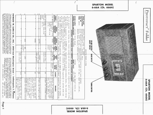 Sparton 6-66A ; Sparks-Withington Co (ID = 1437680) Radio