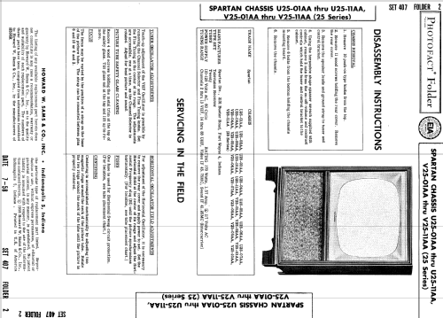 Ch= U25-02AA; Spartan, Div. of (ID = 847041) Television