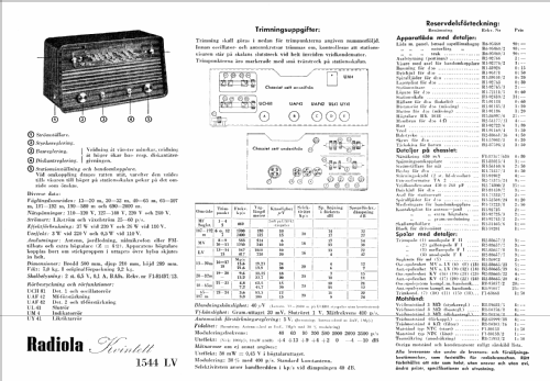 Radiola Kvintett 1544LV; SR, Svenska (ID = 344259) Radio