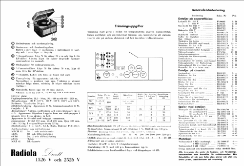 Radiola Duett 1526V; SR, Svenska (ID = 341793) Radio