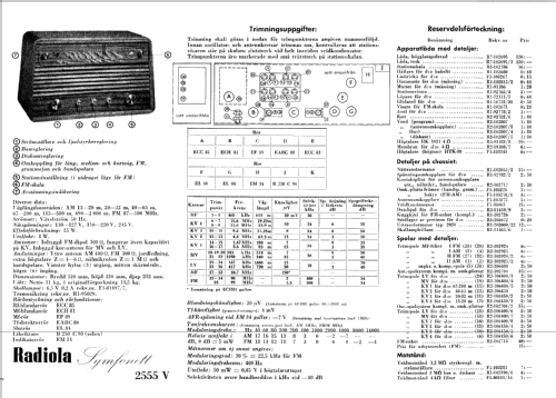 Radiola Symfonett 2555V; SR, Svenska (ID = 381522) Radio