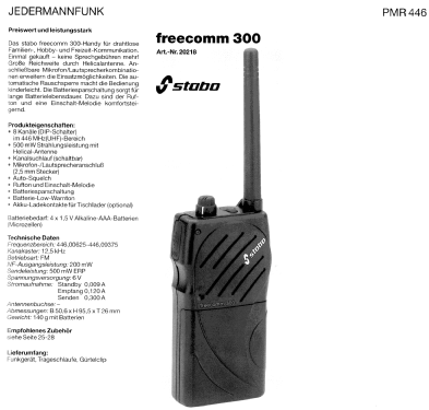 UHF-Handfunkgerät freecomm 300 Art.-Nr.20218; Stabo; Hildesheim (ID = 1759777) Diversos