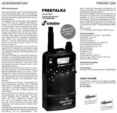 VHF-Handfunkgerät freetalk 2 Art.-Nr. 20211; Stabo; Hildesheim (ID = 1759795) Commercial TRX