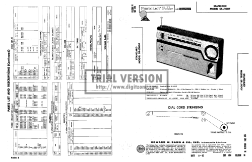 STANDARD SR-J100F TRANSISTOR RADIO PHOTOFACT 