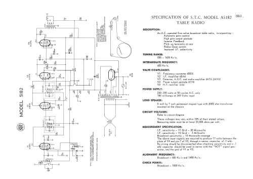 Chelsea A5182DD ; Standard Telephones (ID = 2079406) Radio