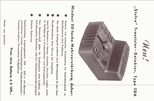 Transistor Detektor TDA; Stefra Marke, Rudolf (ID = 1205401) Cristallo