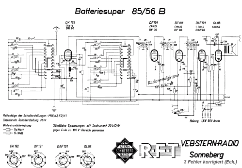 Sonneberg Batteriesuper 85/56B; Stern-Radio (ID = 358771) Radio