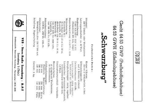 Schwarzburg Super 64/53GW H; Stern-Radio (ID = 2334236) Radio