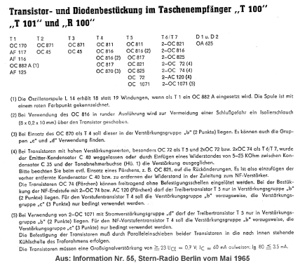 Taschenempfänger T100; Stern-Radio Berlin, (ID = 769067) Radio