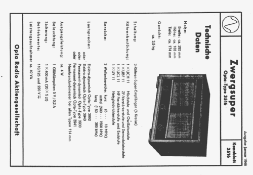 Zwergsuper Opta 3516 ; Stern-Radio Leipzig, (ID = 73595) Radio