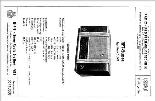 RFT-Super 5U63 UKW; Stern-Radio Staßfurt (ID = 2290175) Radio