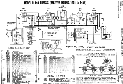 1453 Ch= R-145; Stewart Warner Corp. (ID = 504625) Radio